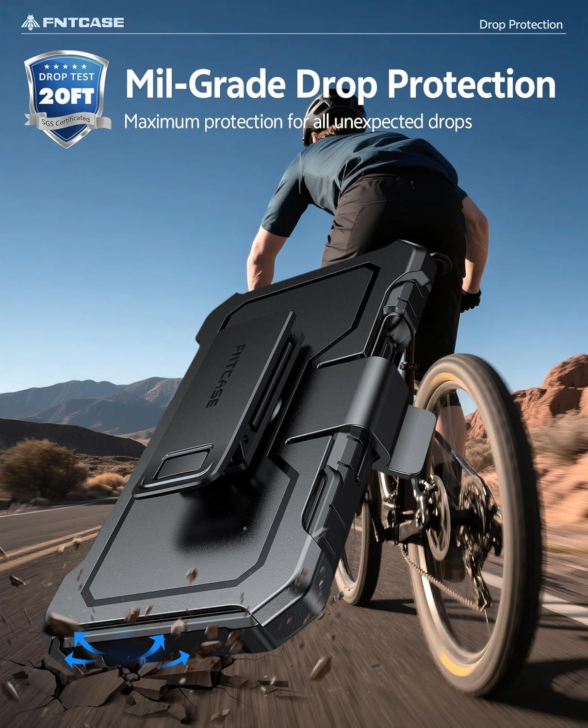 imageFNTCASE for iPhone 16e 2025 Case for iPhone 16E Military Grade Rugged Phone Cover with Kickstand ampamp Holster Shockproof TPU Protection Bumper Matte Textured Design Heavy Duty Protector BlackBlack