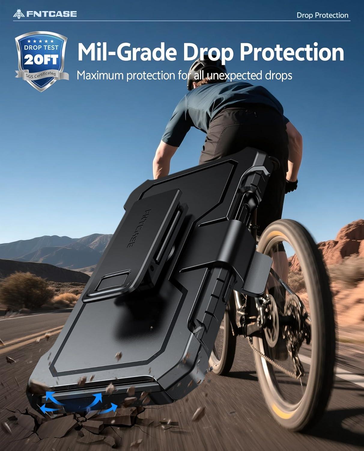 imageFNTCASE for iPhone 16e 2025 Case for iPhone 16E Military Grade Rugged Phone Cover with Kickstand ampamp Holster Shockproof TPU Protection Bumper Matte Textured Design Heavy Duty Protector BlackBlack