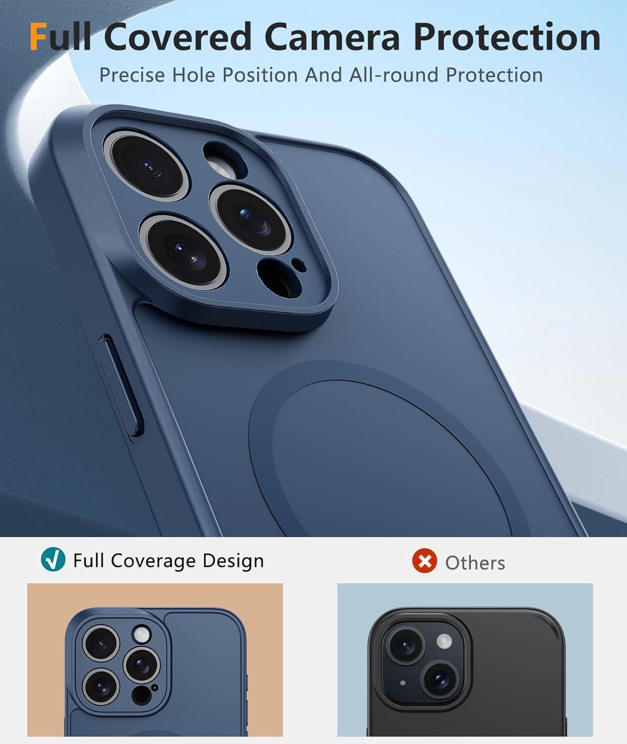 imageFNTCASE for iPhone 16e Phone Case Magnetic Matte Textured Silicone Shockproof Military Grade Drop Protection Cell Phone Cover Compatible with Magsafe Slim Rugged AntiSlip Protective BumperBlue