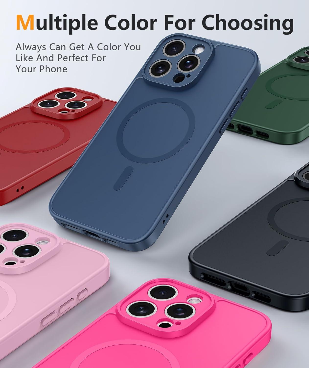 imageFNTCASE for iPhone 16e Phone Case Magnetic Matte Textured Silicone Shockproof Military Grade Drop Protection Cell Phone Cover Compatible with Magsafe Slim Rugged AntiSlip Protective BumperBlue