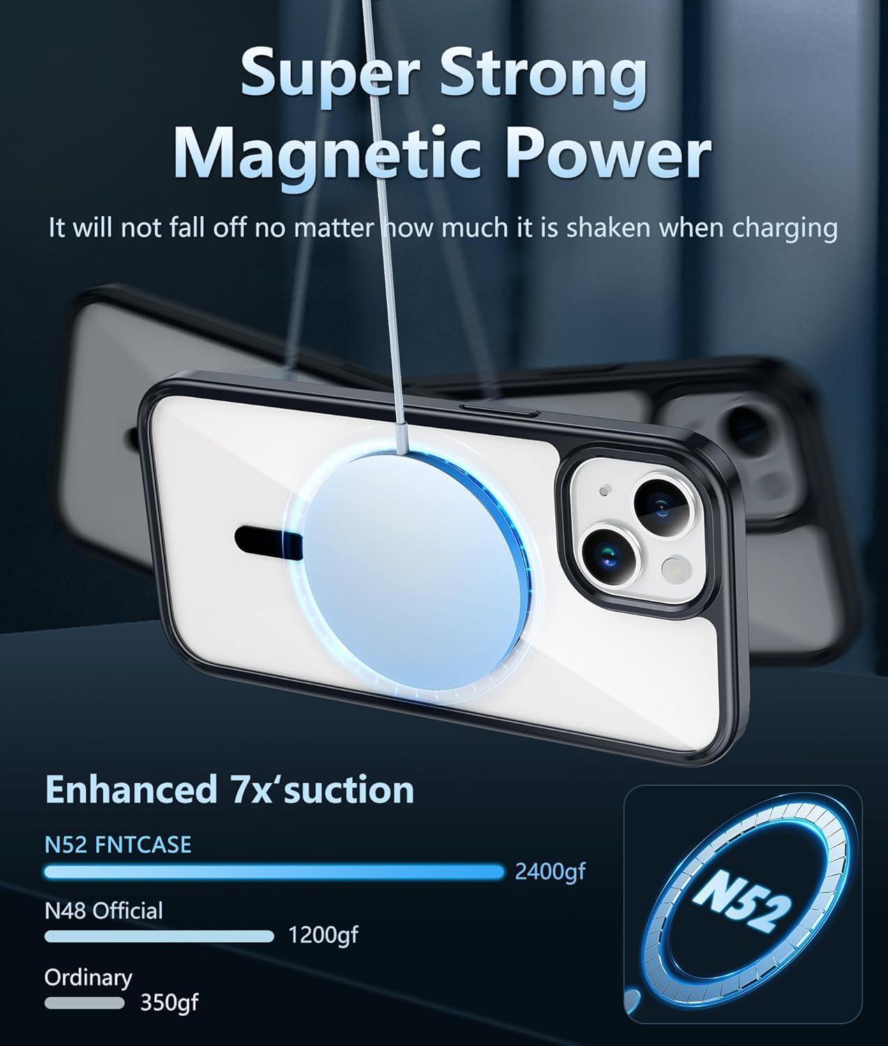 imageFNTCASE for iPhone 17 Pro Case Compatible with Magsafe Clear Transparent Magnetic Shockproof Protective Rugged Phone Cover with Screen Protector 63 inch AClearBBlack