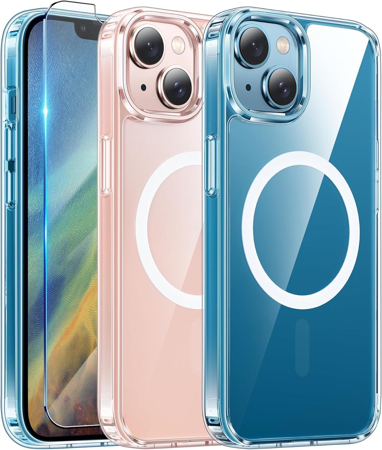 imageFNTCASE for iPhone 17 Pro Case Compatible with Magsafe Clear Transparent Magnetic Shockproof Protective Rugged Phone Cover with Screen Protector 63 inch AClearAClear