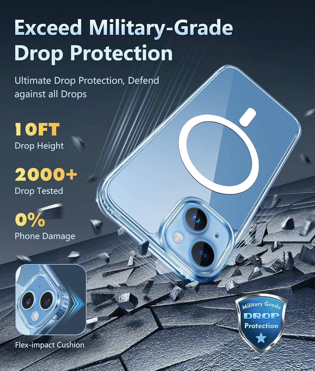 imageFNTCASE for iPhone 17 Pro Case Compatible with Magsafe Clear Transparent Magnetic Shockproof Protective Rugged Phone Cover with Screen Protector 63 inch AClearAClear