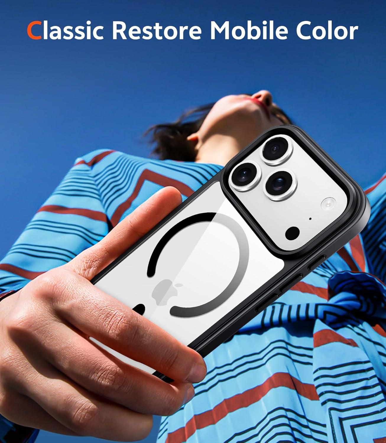 imageFNTCASE for iPhone 17 Pro Case Compatible with Magsafe Clear Transparent Magnetic Shockproof Protective Rugged Phone Cover with Screen Protector 63 inch AClearBBlack