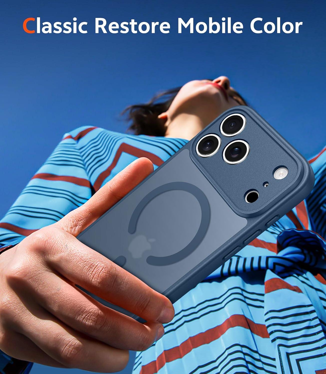 imageFNTCASE for iPhone 17 Pro Case Compatible with Magsafe Clear Transparent Magnetic Shockproof Protective Rugged Phone Cover with Screen Protector 63 inch AClearCBlue