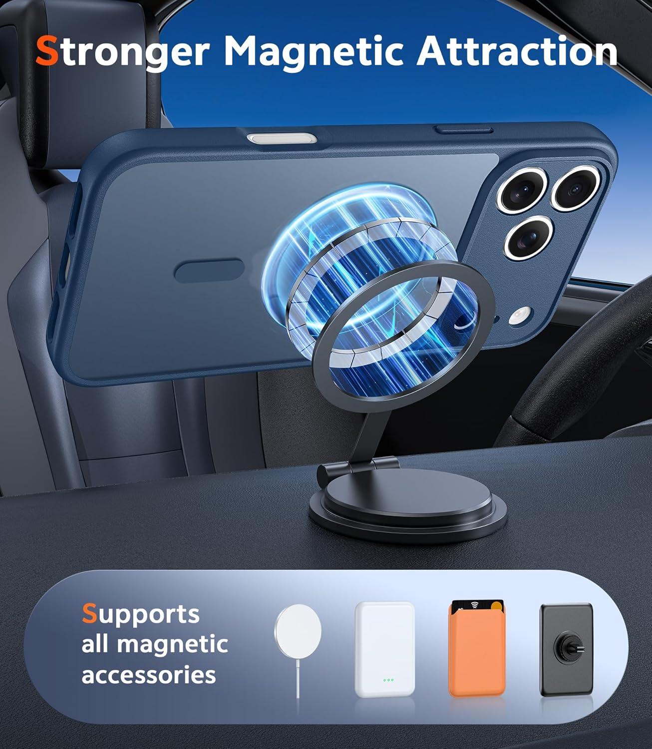 imageFNTCASE for iPhone 17 Pro Case Compatible with Magsafe Clear Transparent Magnetic Shockproof Protective Rugged Phone Cover with Screen Protector 63 inch AClearCBlue