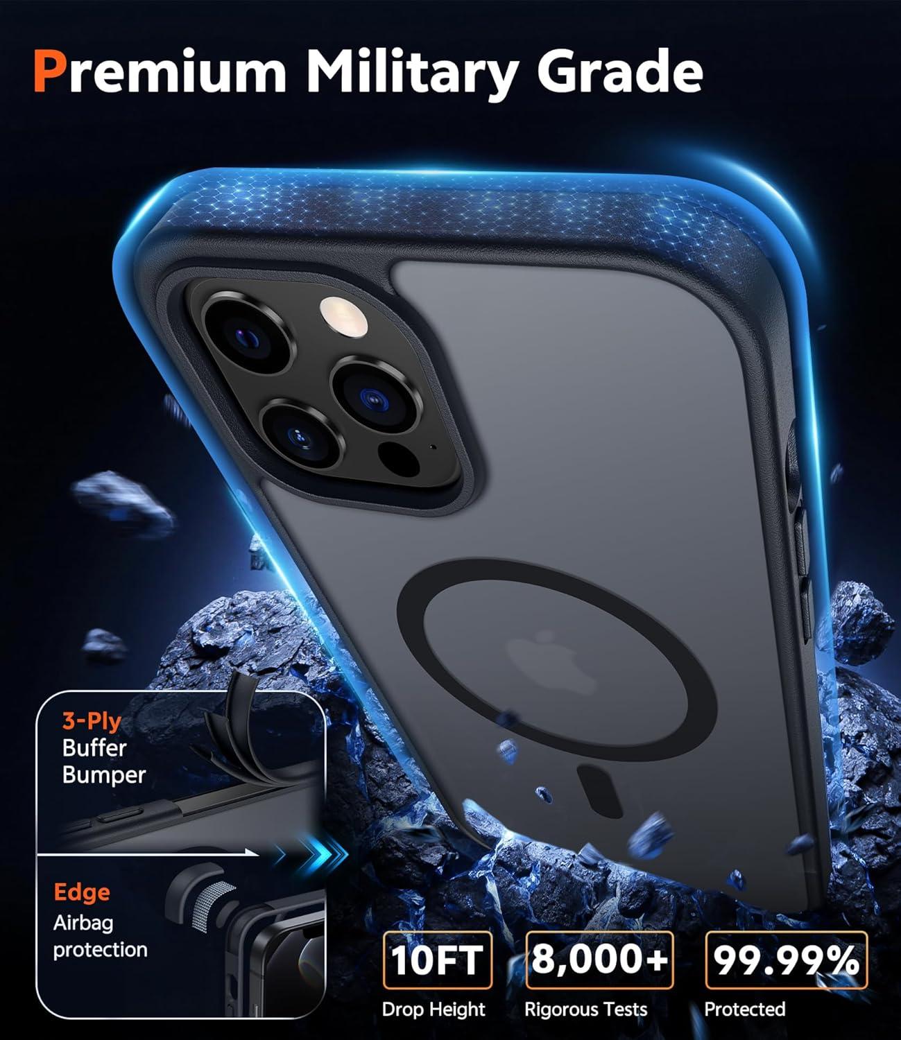 imageFNTCASE for iPhone 17 Pro Case Compatible with Magsafe Clear Transparent Magnetic Shockproof Protective Rugged Phone Cover with Screen Protector 63 inch AClearCBlack