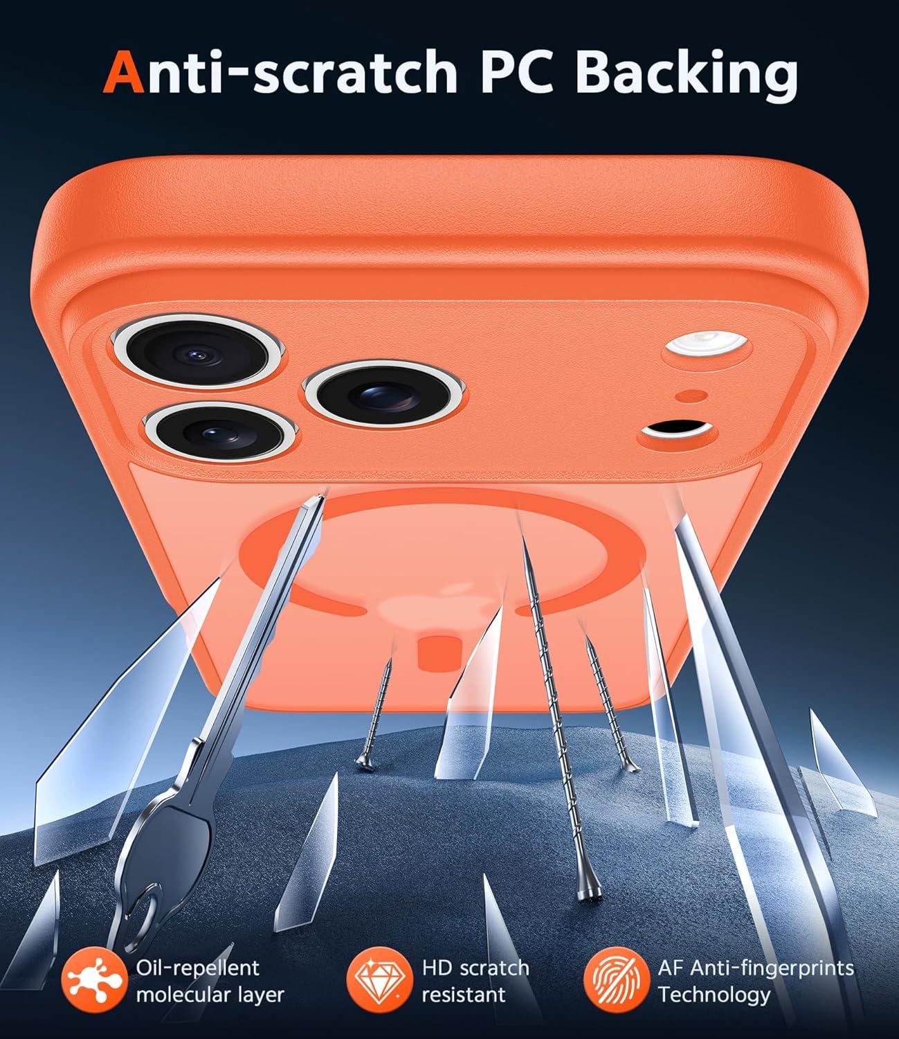 imageFNTCASE for iPhone 17 Pro Case Compatible with Magsafe Clear Transparent Magnetic Shockproof Protective Rugged Phone Cover with Screen Protector 63 inch AClearCOrange