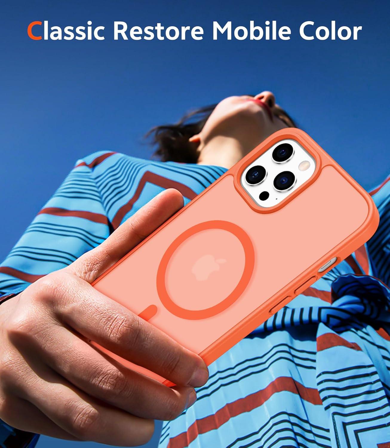 imageFNTCASE for iPhone 17 Pro Case Compatible with Magsafe Clear Transparent Magnetic Shockproof Protective Rugged Phone Cover with Screen Protector 63 inch AClearCOrange