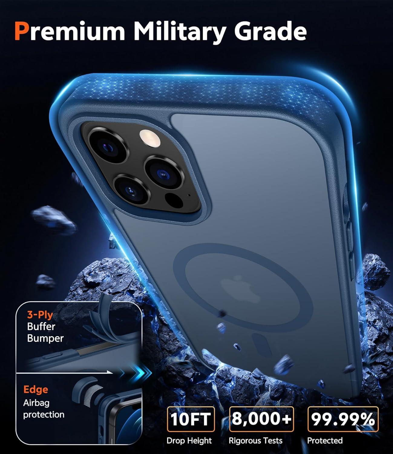 imageFNTCASE for iPhone 17 Pro Case Compatible with Magsafe Clear Transparent Magnetic Shockproof Protective Rugged Phone Cover with Screen Protector 63 inch AClearCBlue