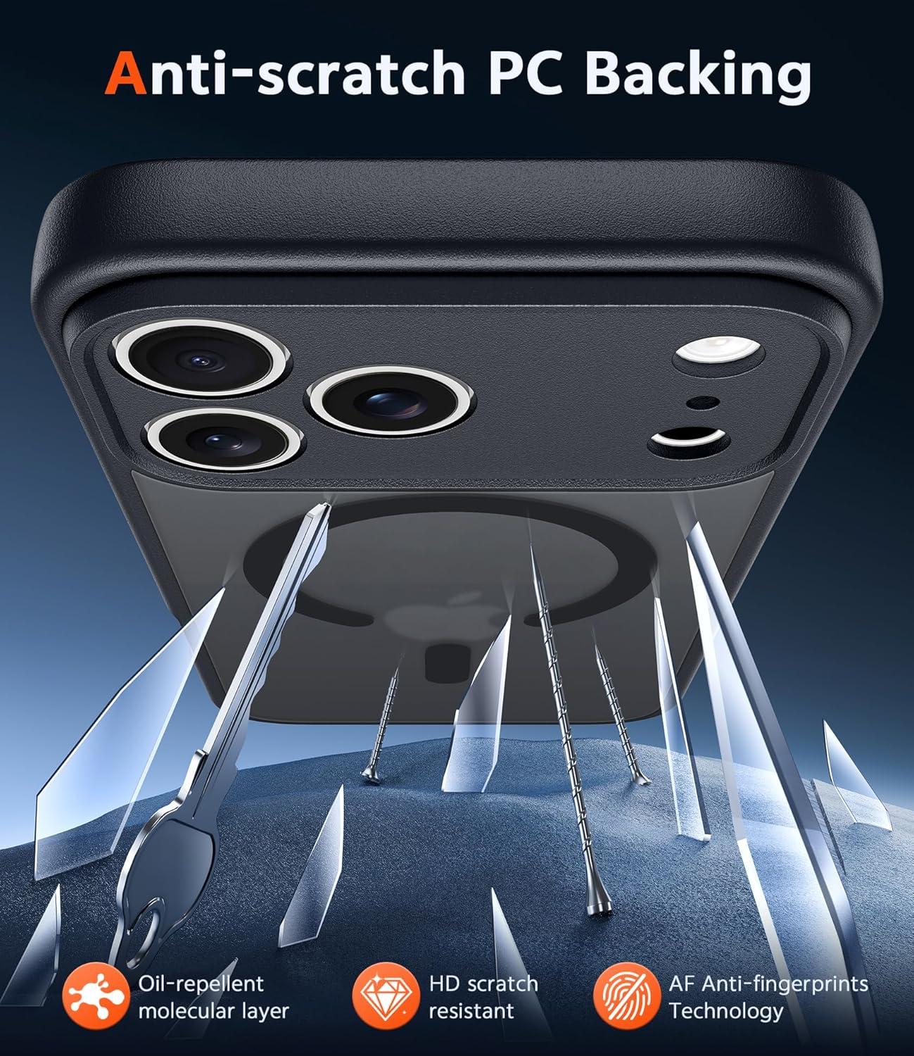 imageFNTCASE for iPhone 17 Pro Case Compatible with Magsafe Clear Transparent Magnetic Shockproof Protective Rugged Phone Cover with Screen Protector 63 inch AClearCBlack