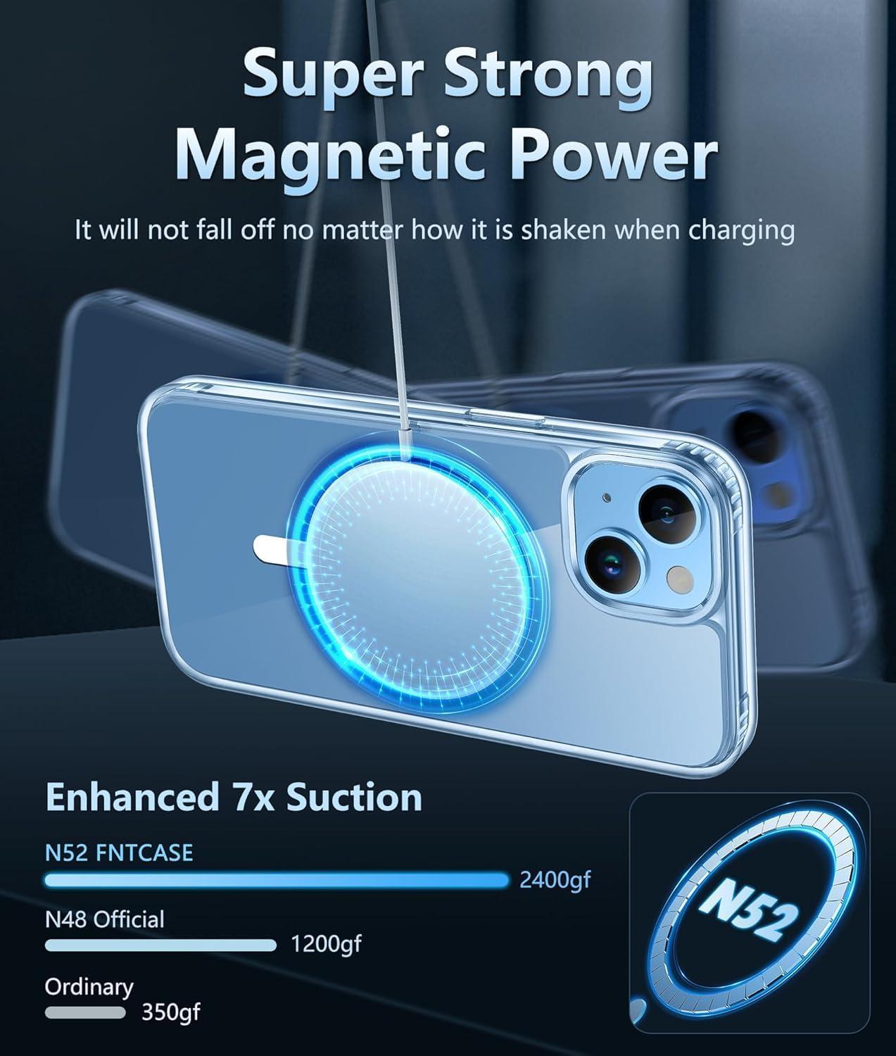 imageFNTCASE for iPhone 17 Pro Case Compatible with Magsafe Clear Transparent Magnetic Shockproof Protective Rugged Phone Cover with Screen Protector 63 inch AClearAClear