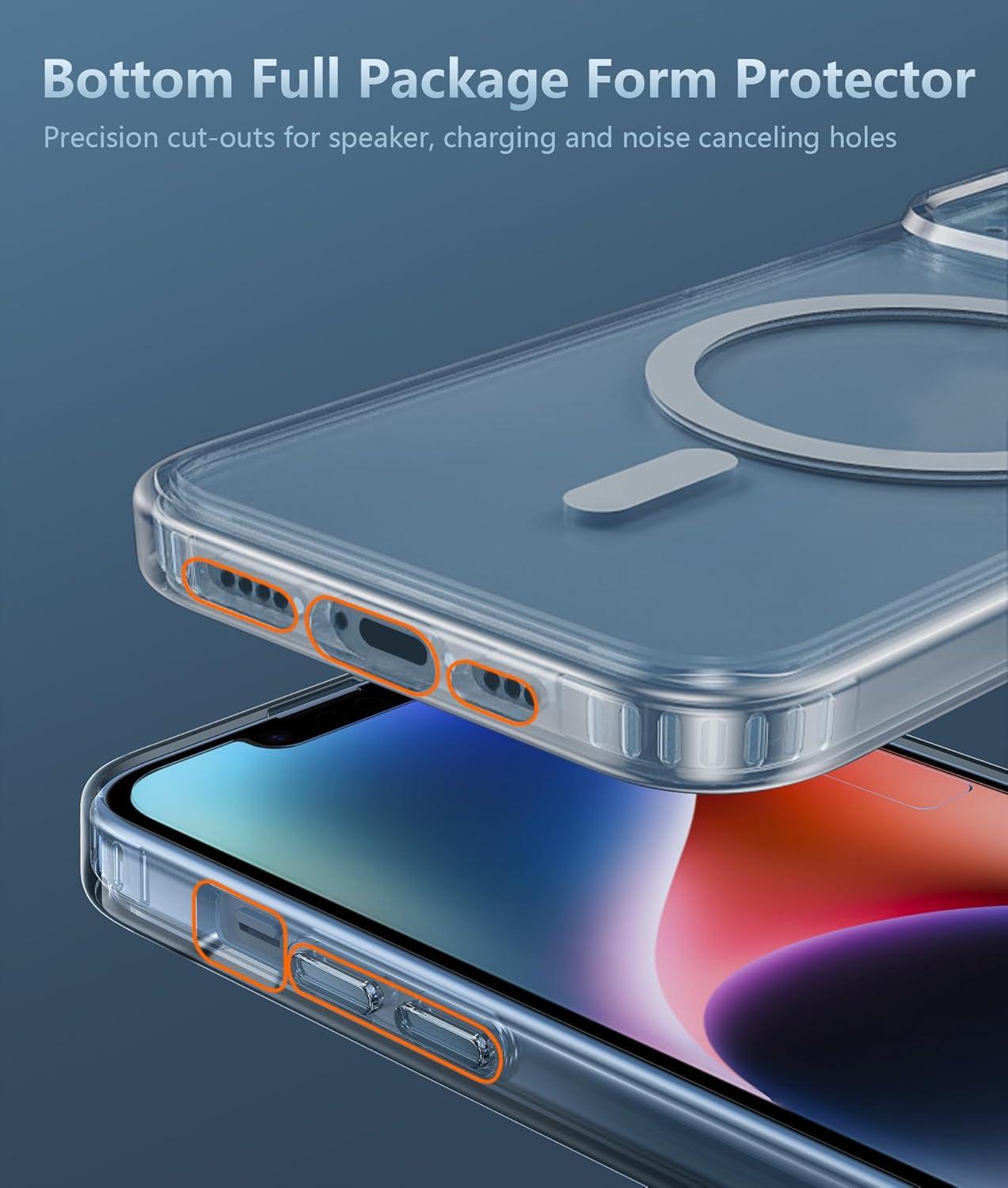 imageFNTCASE for iPhone 17 Pro Case Compatible with Magsafe Clear Transparent Magnetic Shockproof Protective Rugged Phone Cover with Screen Protector 63 inch AClearAClear