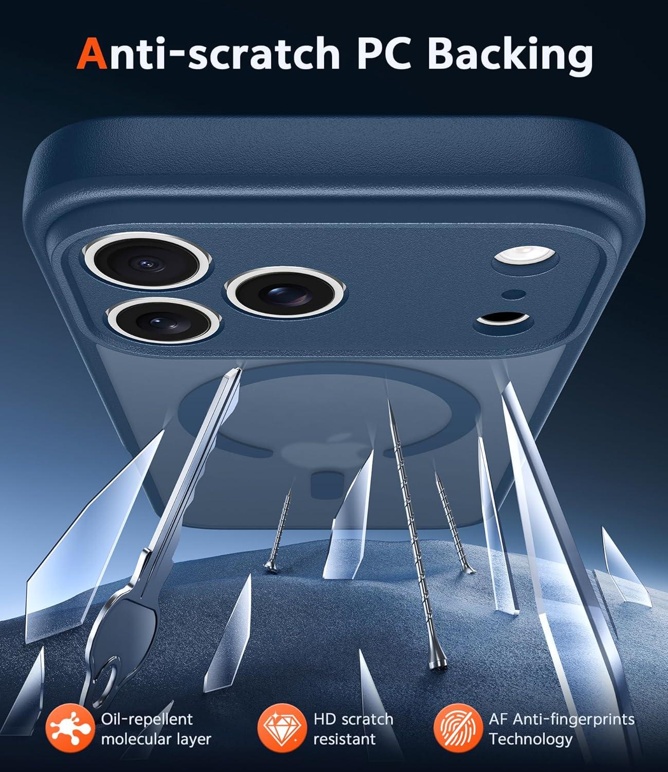 imageFNTCASE for iPhone 17 Pro Case Compatible with Magsafe Clear Transparent Magnetic Shockproof Protective Rugged Phone Cover with Screen Protector 63 inch AClearCBlue