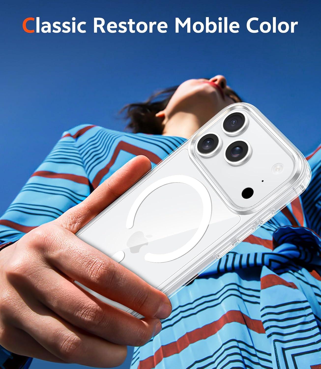 imageFNTCASE for iPhone 17 Pro Case Compatible with Magsafe Clear Transparent Magnetic Shockproof Protective Rugged Phone Cover with Screen Protector 63 inch AClearAClear