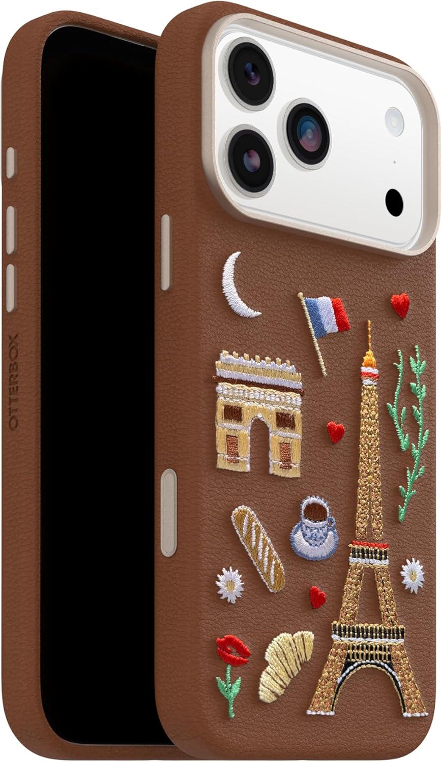 imageOtterBox iPhone 17 Pro Symmetry Series Cactus Leather Case Blue Sentiment Slim Premium Protective iPhone CaseCity of Love Brown