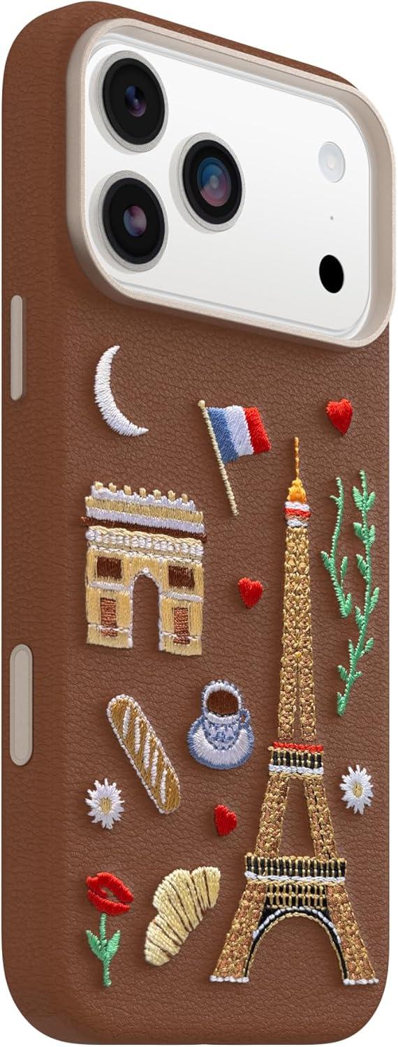 imageOtterBox iPhone 17 Pro Symmetry Series Cactus Leather Case Blue Sentiment Slim Premium Protective iPhone CaseCity of Love Brown