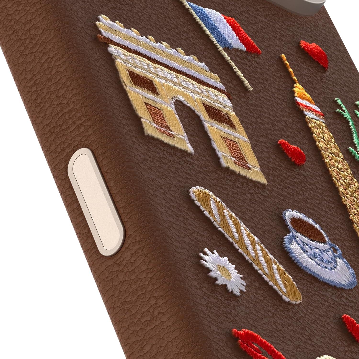 imageOtterBox iPhone 17 Pro Symmetry Series Cactus Leather Case Blue Sentiment Slim Premium Protective iPhone CaseCity of Love Brown