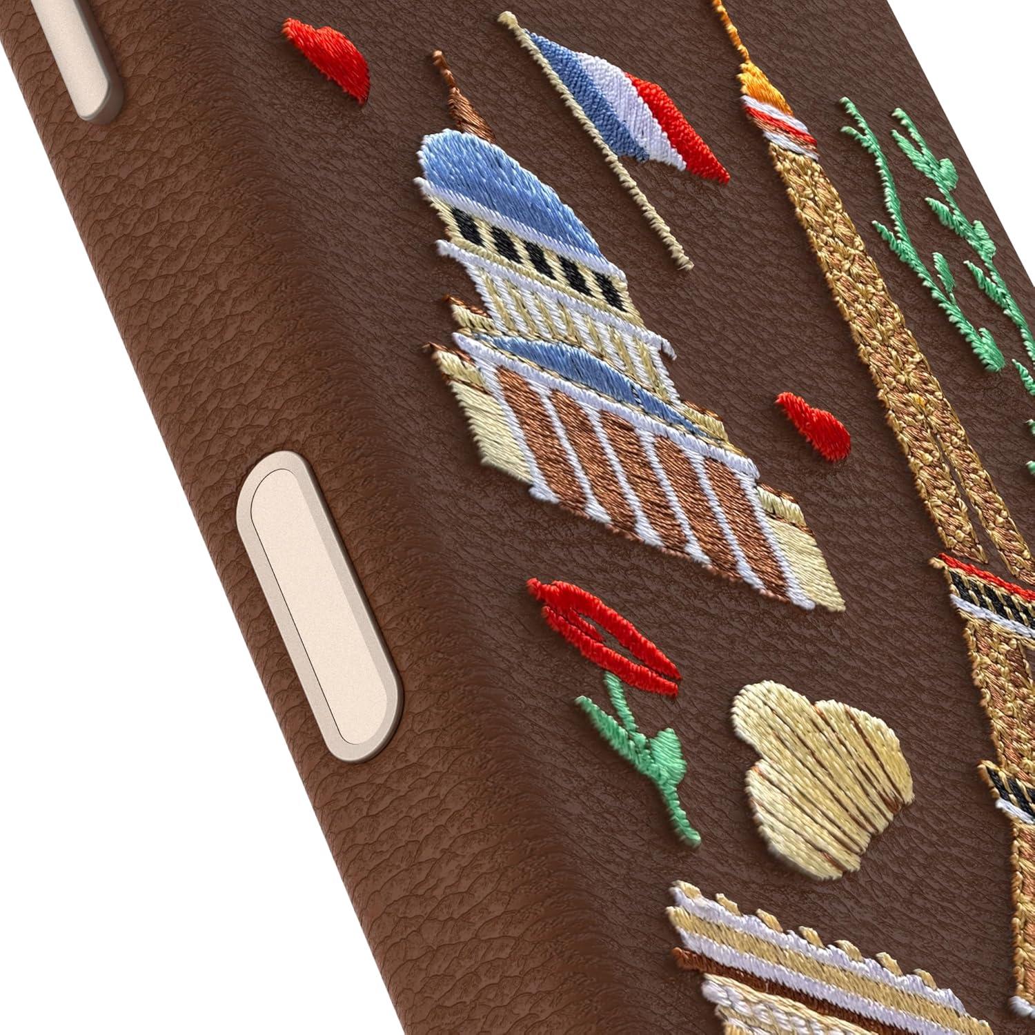 imageOtterBox iPhone 17 Pro Symmetry Series Cactus Leather Case Blue Sentiment Slim Premium Protective iPhone CaseCity of Love Brown