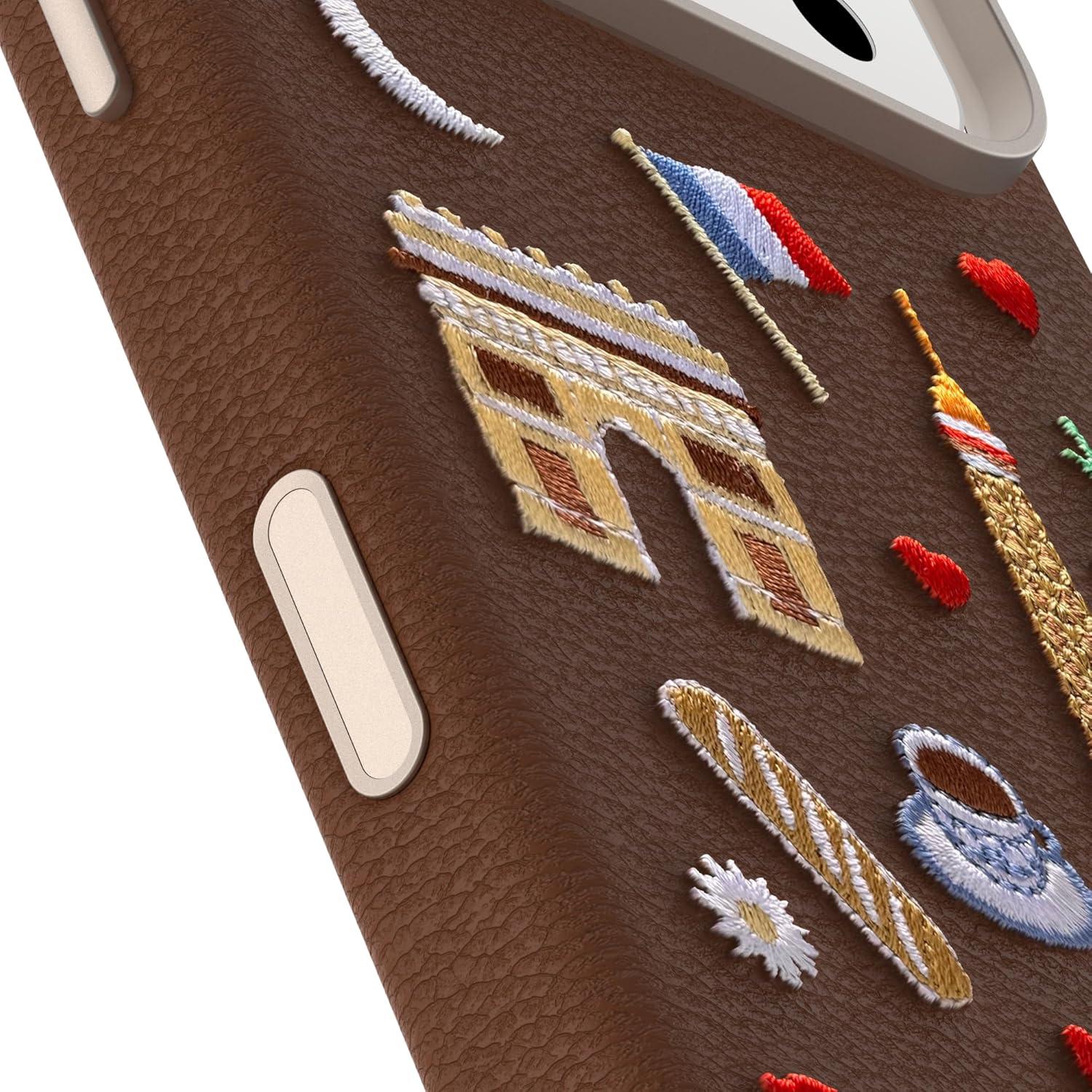 imageOtterBox iPhone 17 Pro Symmetry Series Cactus Leather Case Blue Sentiment Slim Premium Protective iPhone CaseCity of Love Brown