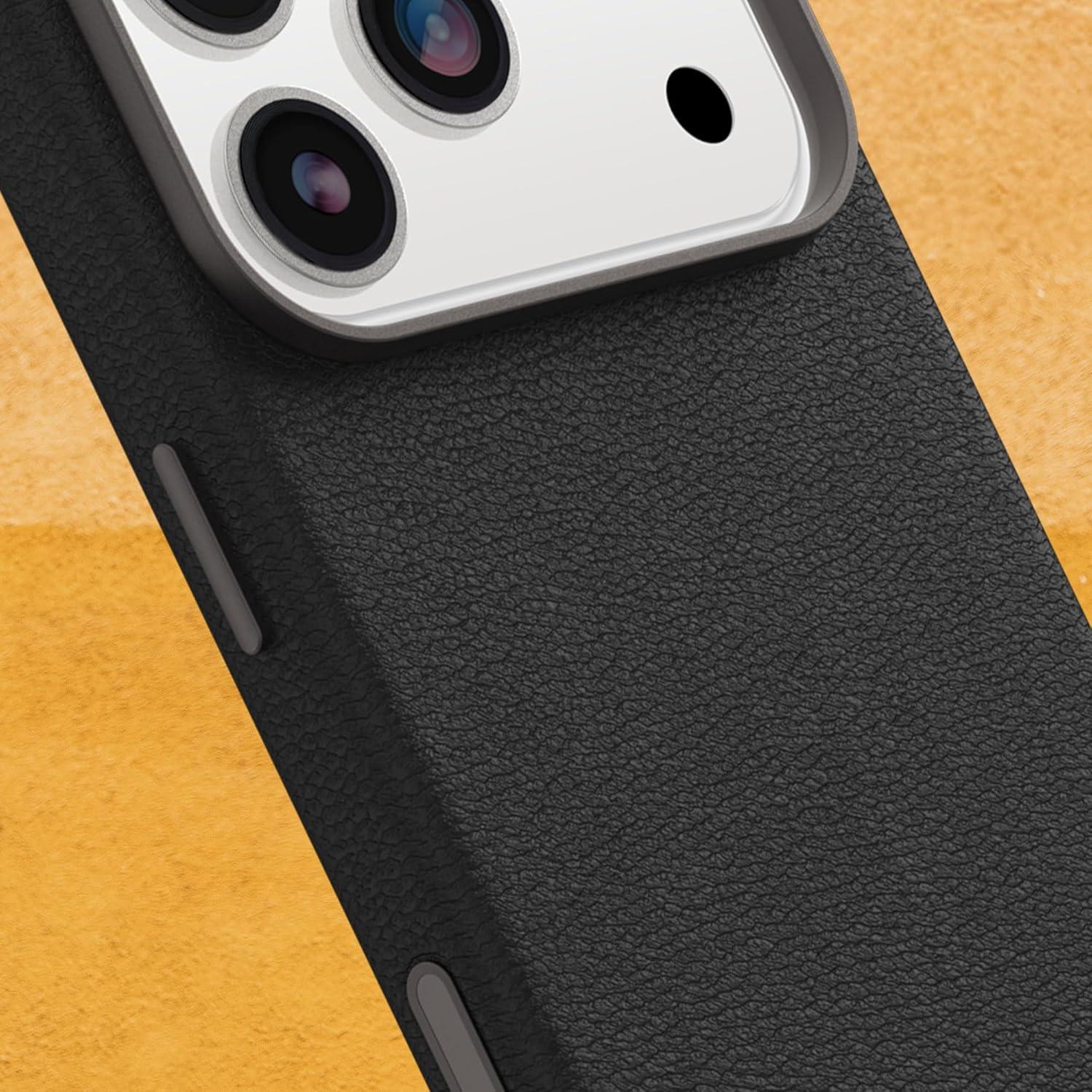 imageOtterBox iPhone 17 Pro Symmetry Series Cactus Leather Case Blue Sentiment Slim Premium Protective iPhone CaseNoir Ash Black