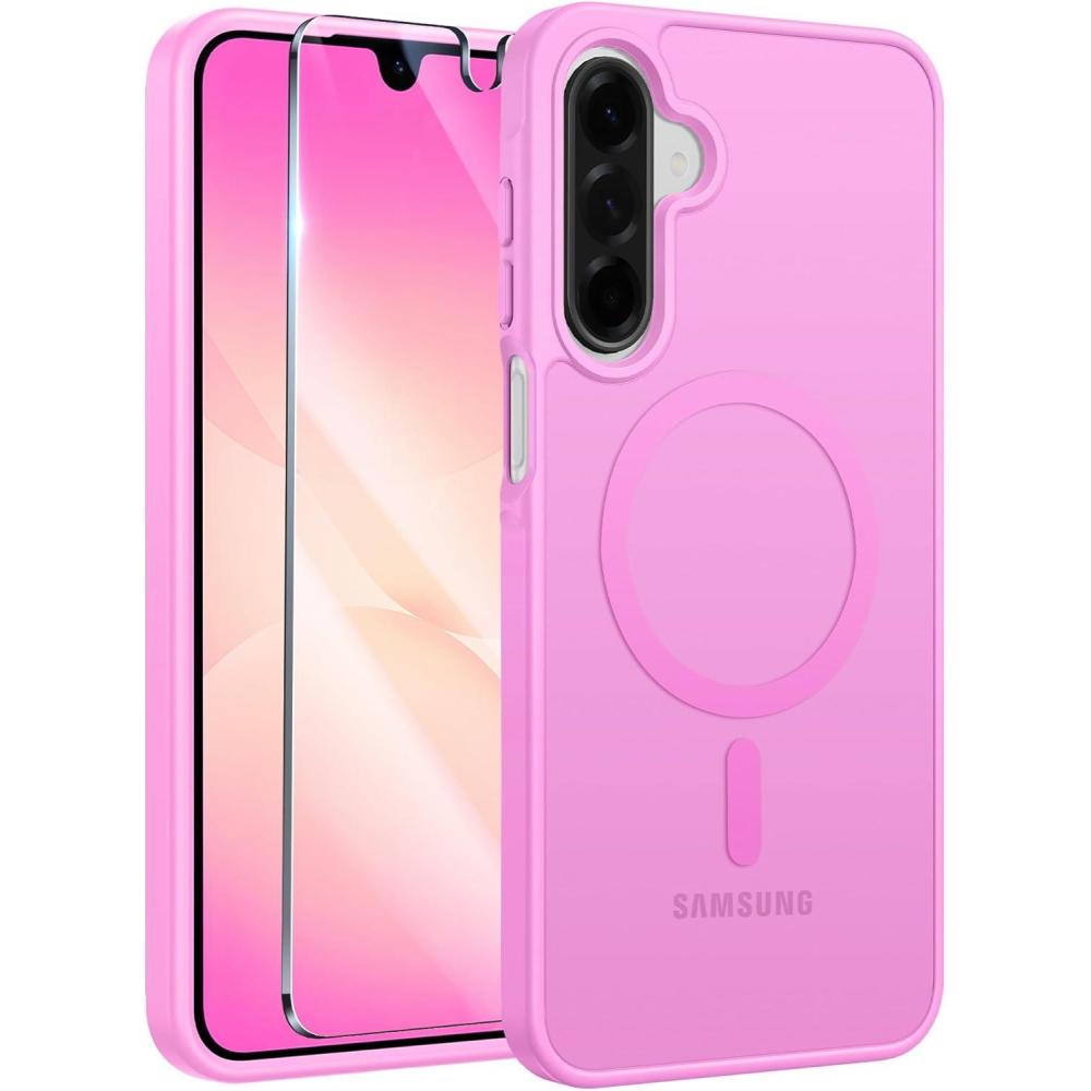 imageFNTCASE for Galaxy A16 5G Phone Case Magnetic Matte Translucent Military Grade Drop Protection Cell Phone Cover  Slim Rugged Durable Shockproof Protective for Samsung A16 Cases  BlackPink