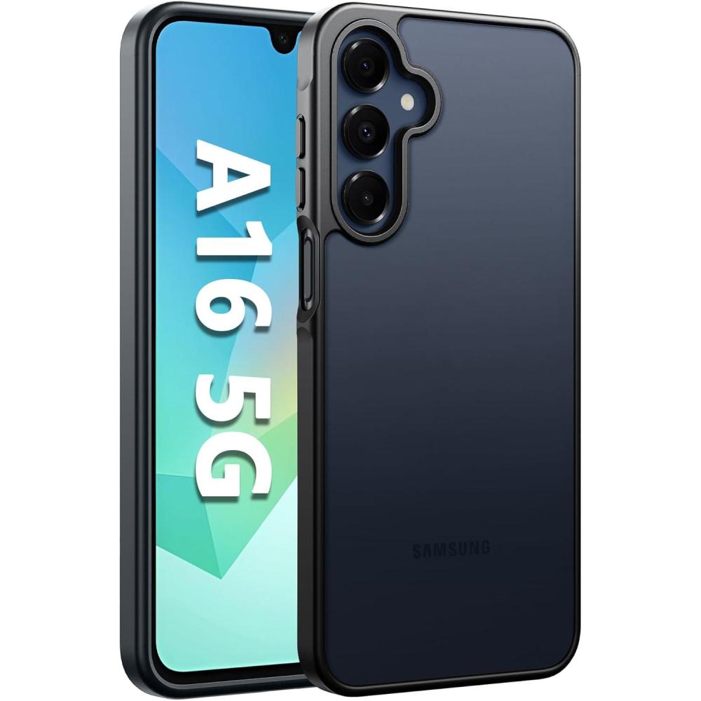 imageFNTCASE for Galaxy A16 5G Phone Case Magnetic Matte Translucent Military Grade Drop Protection Cell Phone Cover  Slim Rugged Durable Shockproof Protective for Samsung A16 Cases  BlackBlack Matte