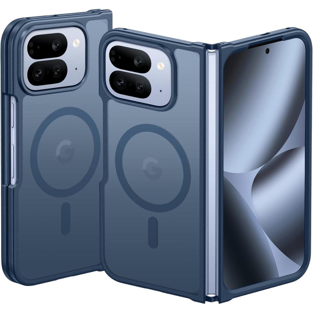 imageFNTCASE for Google Pixel 10 Case for Pixel 10 Pro Case  Magnetic Matte Shockproof Rugged Translucent Phone Cover  Military Grade Drop Proof Sturdy Slim Protective Cases 63 inchBlackBlue