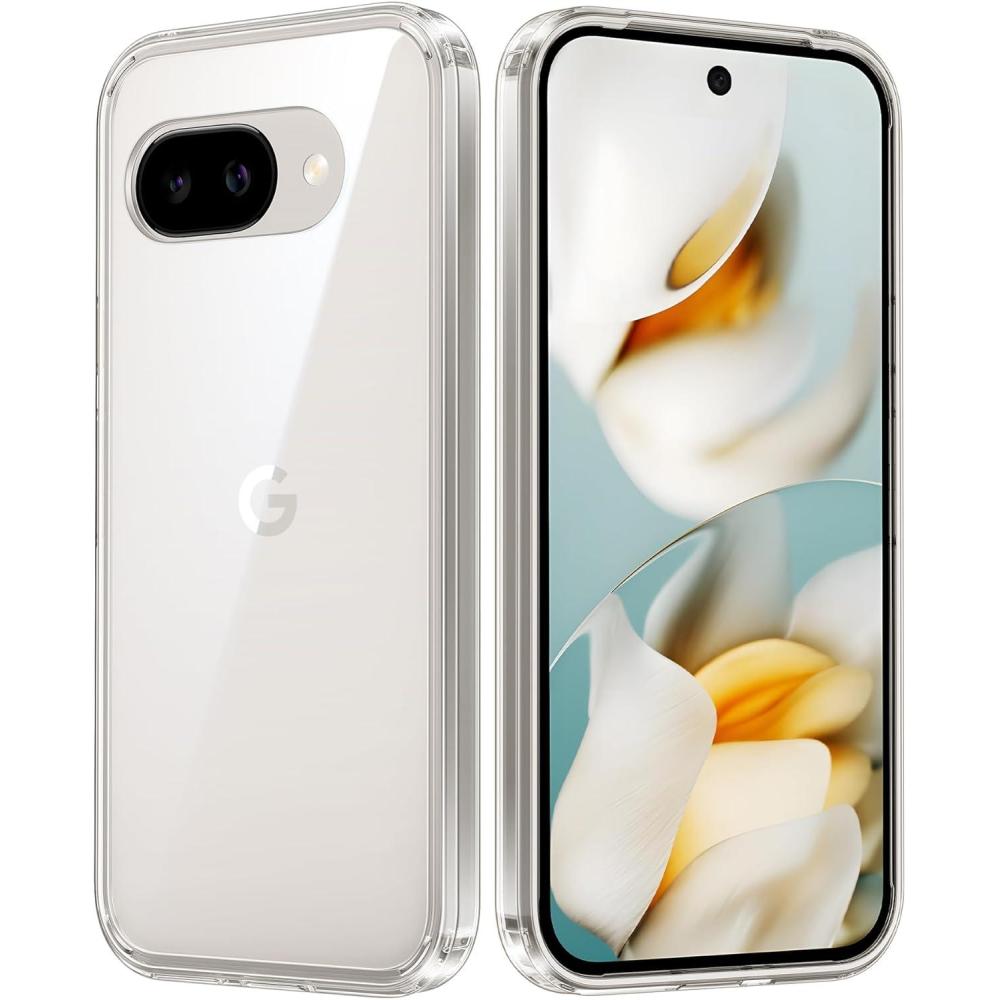 imageFNTCASE for Google Pixel 9a Case Military Grade Drop Protection Anti Yellowing Cell Phone Cover  Rugged Shockproof Protective Bumper Transparent CasesClearClear
