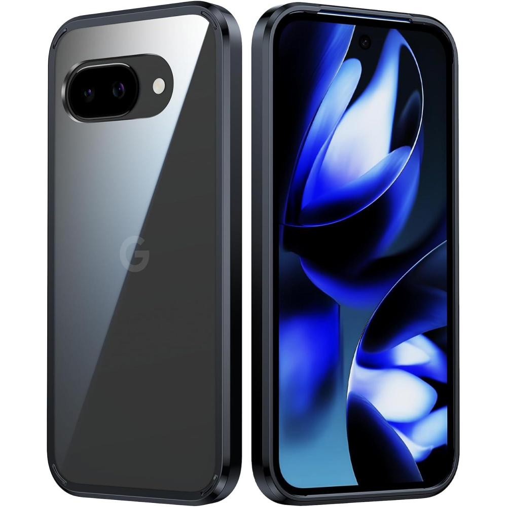 imageFNTCASE for Google Pixel 9a Case Military Grade Drop Protection Anti Yellowing Cell Phone Cover  Rugged Shockproof Protective Bumper Transparent CasesClearBlack