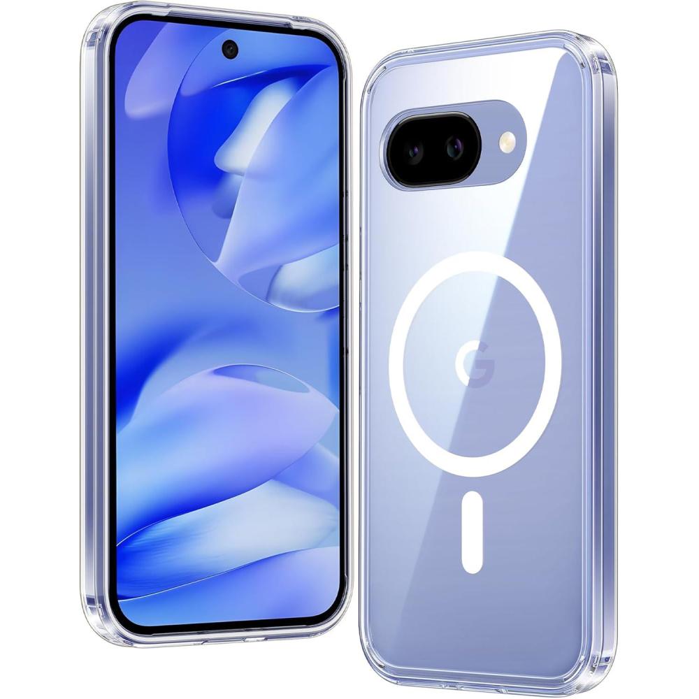 imageFNTCASE for Google Pixel 9a Case Military Grade Drop Protection Anti Yellowing Cell Phone Cover  Rugged Shockproof Protective Bumper Transparent CasesClearClear Magnetic