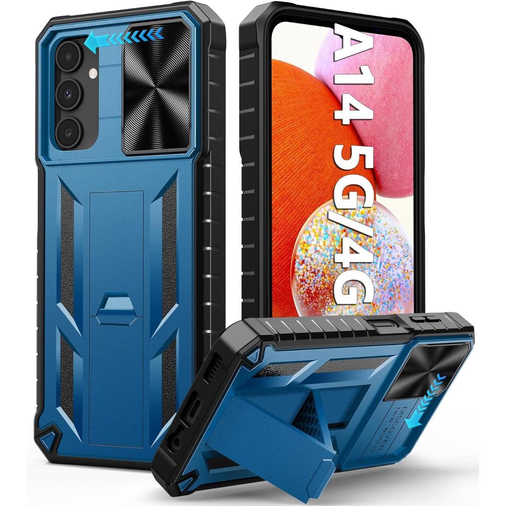 imageFNTCASE for Samsung Galaxy A165G Case Military Grade Dropproof Cell Phone Cover with Kickstand ampamp Slide  Protective Heavy Duty Rugged Phone Case Bumper Textured Protector BlueBlue