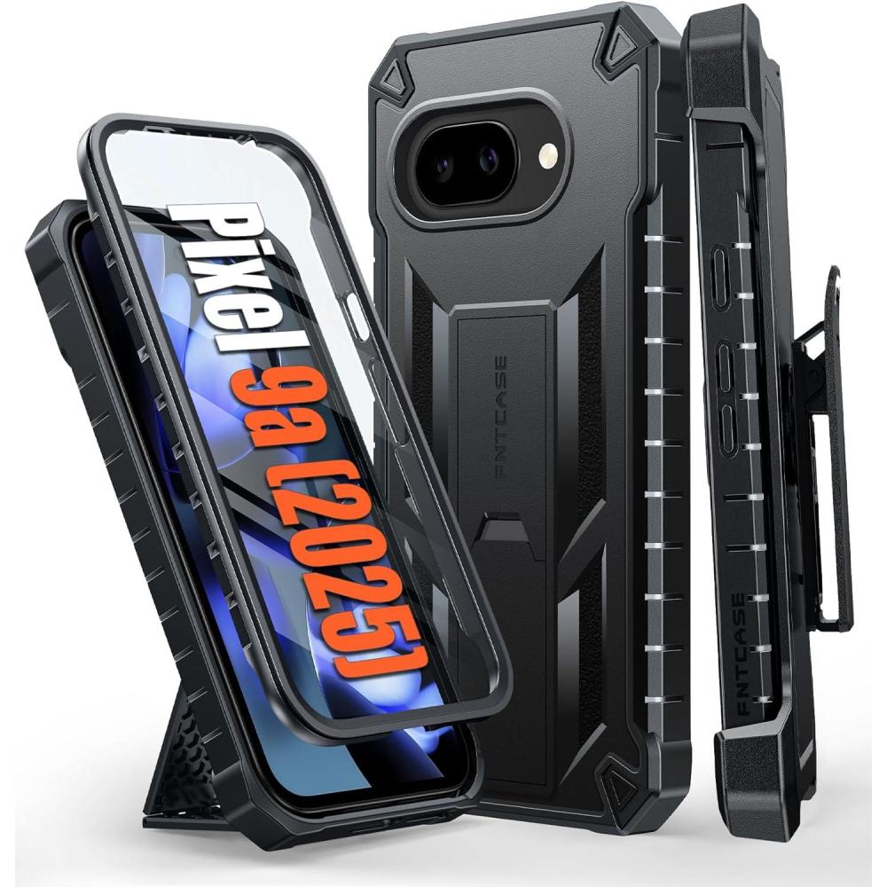 imageFNTCASE for Samsung Galaxy A165G Case Military Grade Rugged Cell Phone Cover with Kickstand ampamp Holster  Shockproof TPU Protection Bumper Matte Textured Design for Galaxy A16 Cases 67 inch  BlackBlack