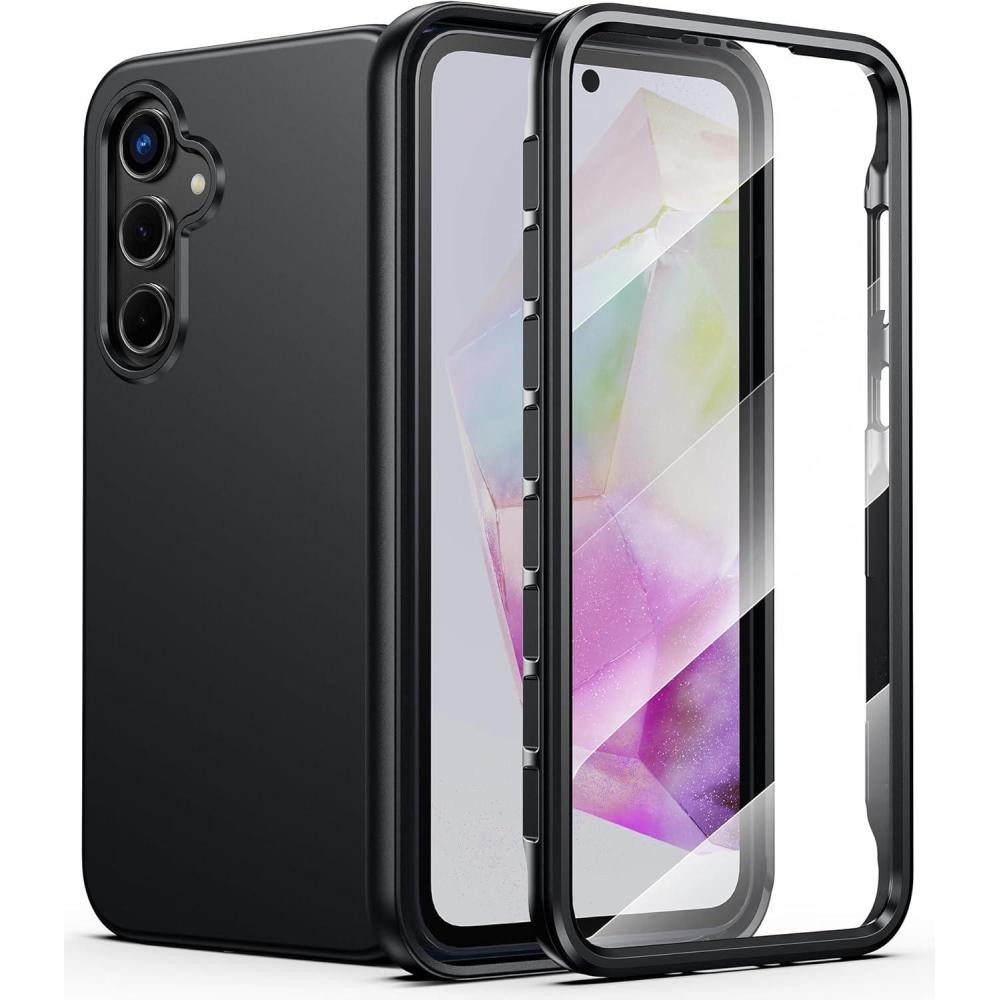 imageFNTCASE for Samsung Galaxy A355G Case Clear Protective Phone Cases Slim Transparent Anti Yellowing Cover Rugged Shockproof Military Grade Drop Protection Tough Sturdy 66 Inch ClearMatte Silicone Black