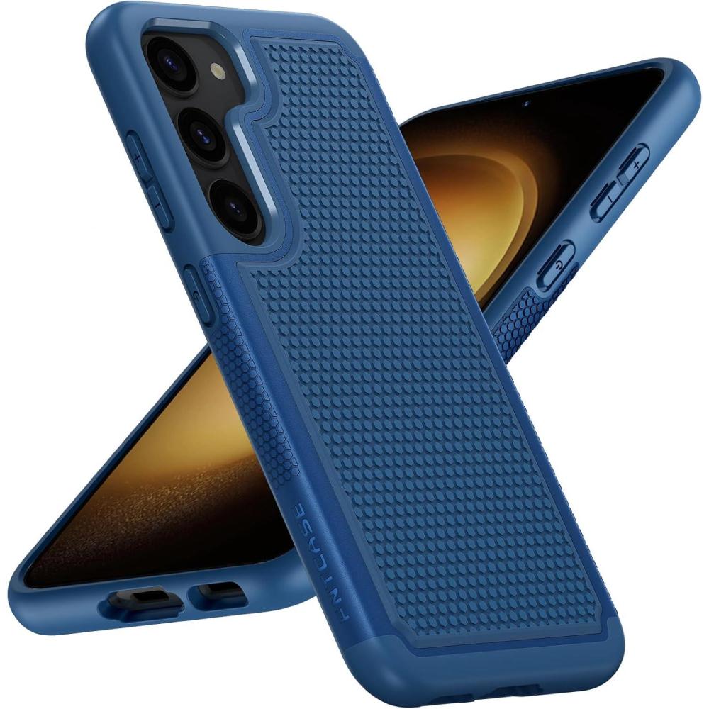 imageFNTCASE for Samsung Galaxy S24 Case Dual Layer Heavy Duty Cell Phone Protective Cover Shockproof Rugged with NonSlip Textured Military Drop Protection Bumper Tough 2024 62inch BlackBlue