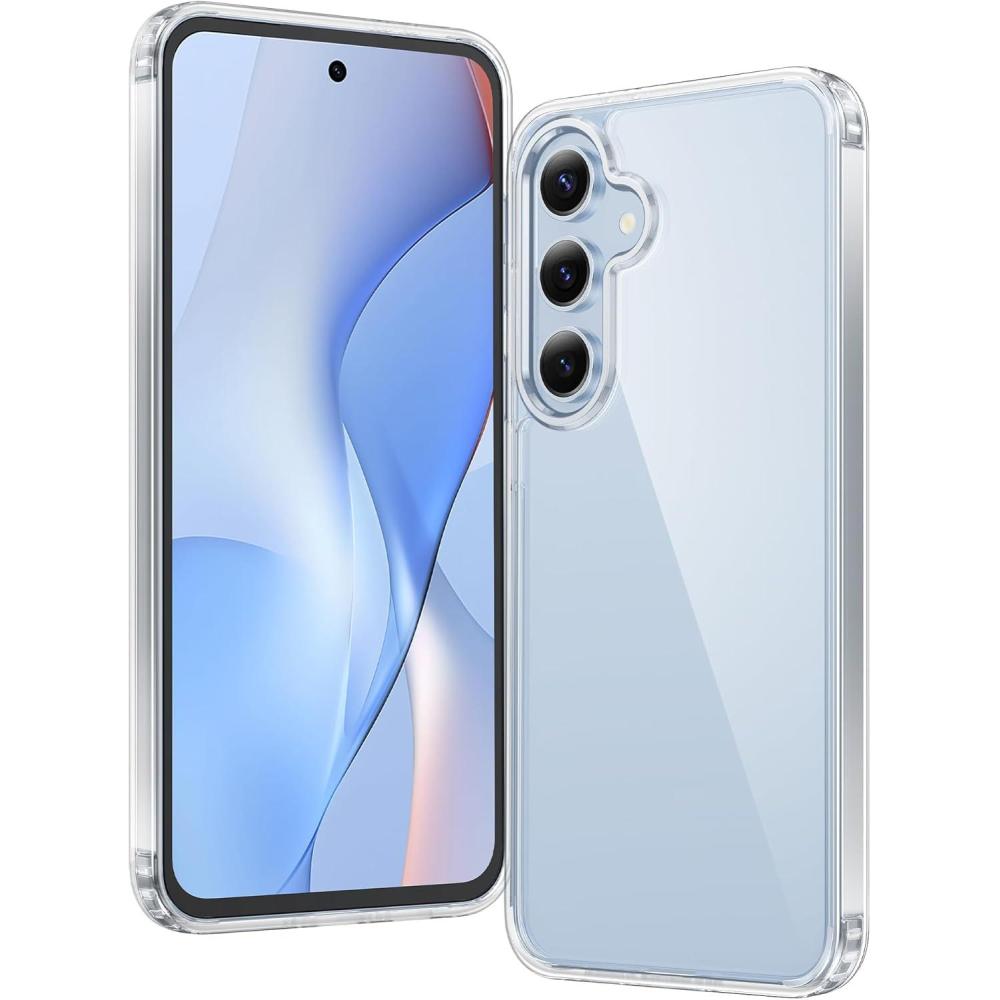 imageFNTCASE for Samsung Galaxy S25 Case for Galaxy S24 Case Military Grade Drop Protection Anti Yellowing Cell Phone Cover  Rugged Shockproof Protective Bumper Transparent CasesClearClear