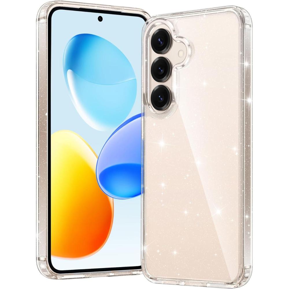 imageFNTCASE for Samsung Galaxy S25 Case for Galaxy S24 Case Military Grade Drop Protection Anti Yellowing Cell Phone Cover  Rugged Shockproof Protective Bumper Transparent CasesClearGlitter