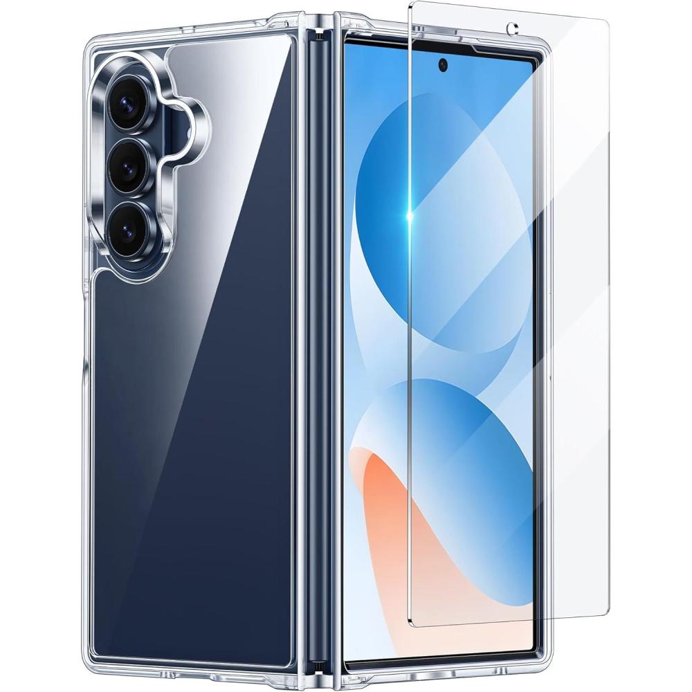 imageFNTCASE for Samsung Galaxy ZFold7 Case Magnetic Clear Military Grade Drop Protection Anti Yellowing Cell Phone Cover  Rugged Shockproof Protective Bumper Transparent PhonecaseClear