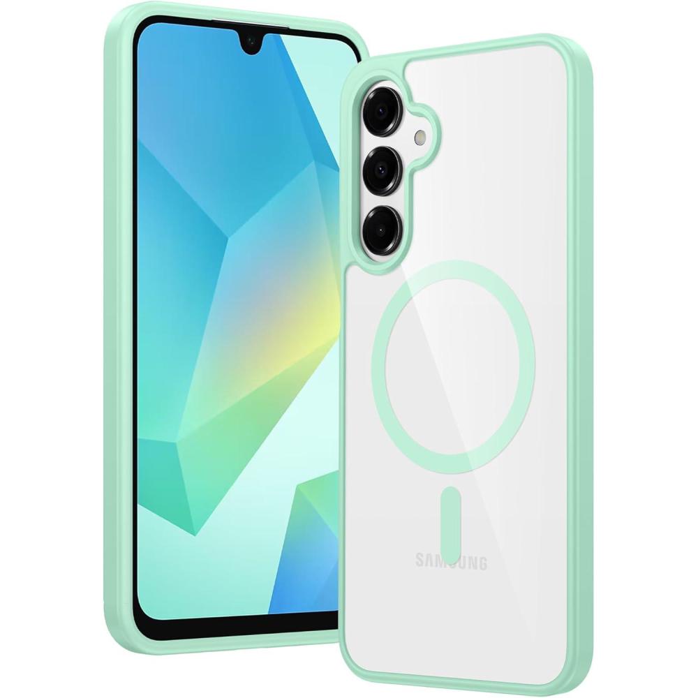 imageFNTCASE for Samsung Galaxy ZFold7 Case Magnetic Clear Military Grade Drop Protection Anti Yellowing Cell Phone Cover  Rugged Shockproof Protective Bumper Transparent PhonecaseGreen Magnetic