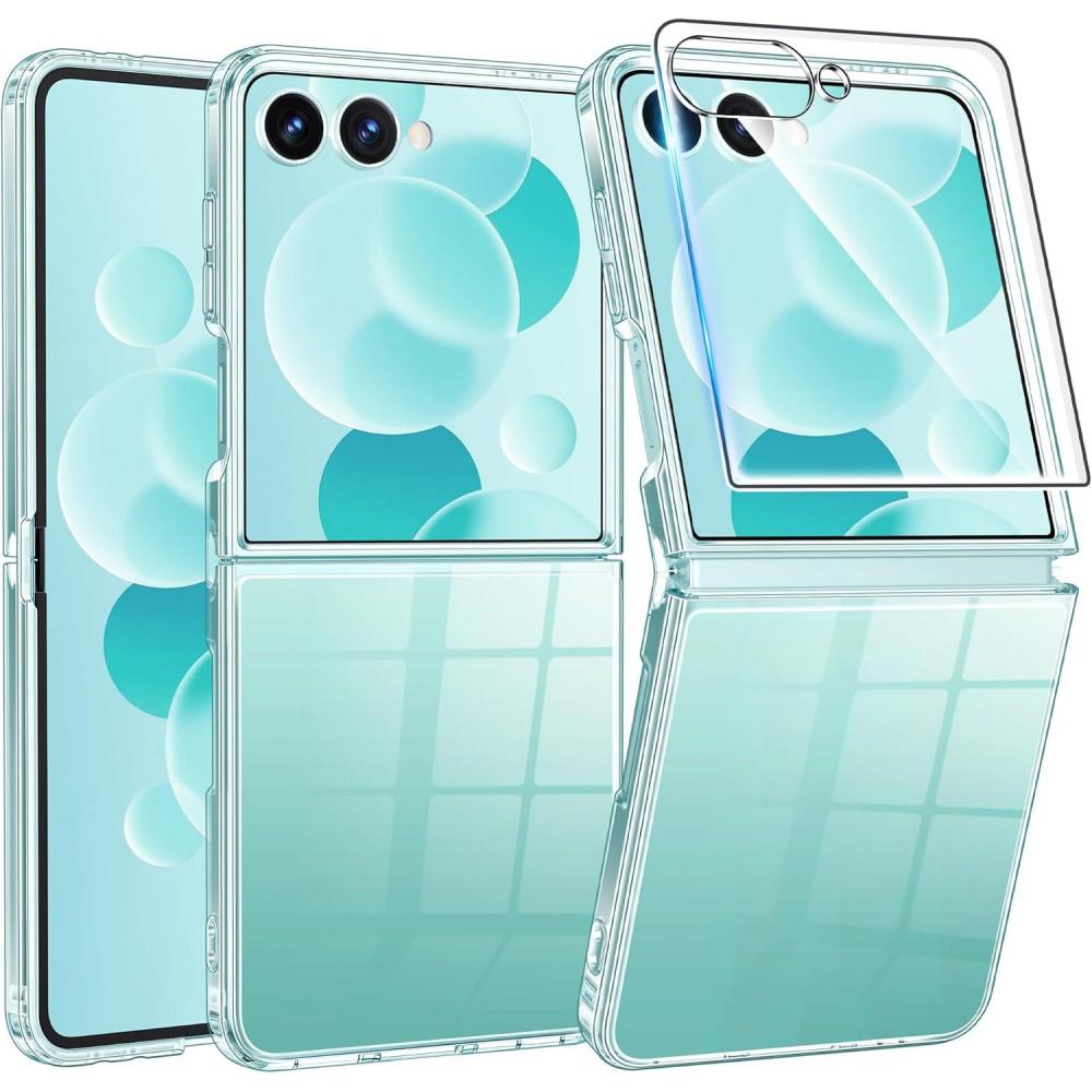 imageFNTCASE for SamsungGalaxy ZFlip7 Clear Case Military Grade Drop Protection Anti Yellowing Cell Phone Cover  Rugged Shockproof Protective Bumper Transparent PhonecaseClear