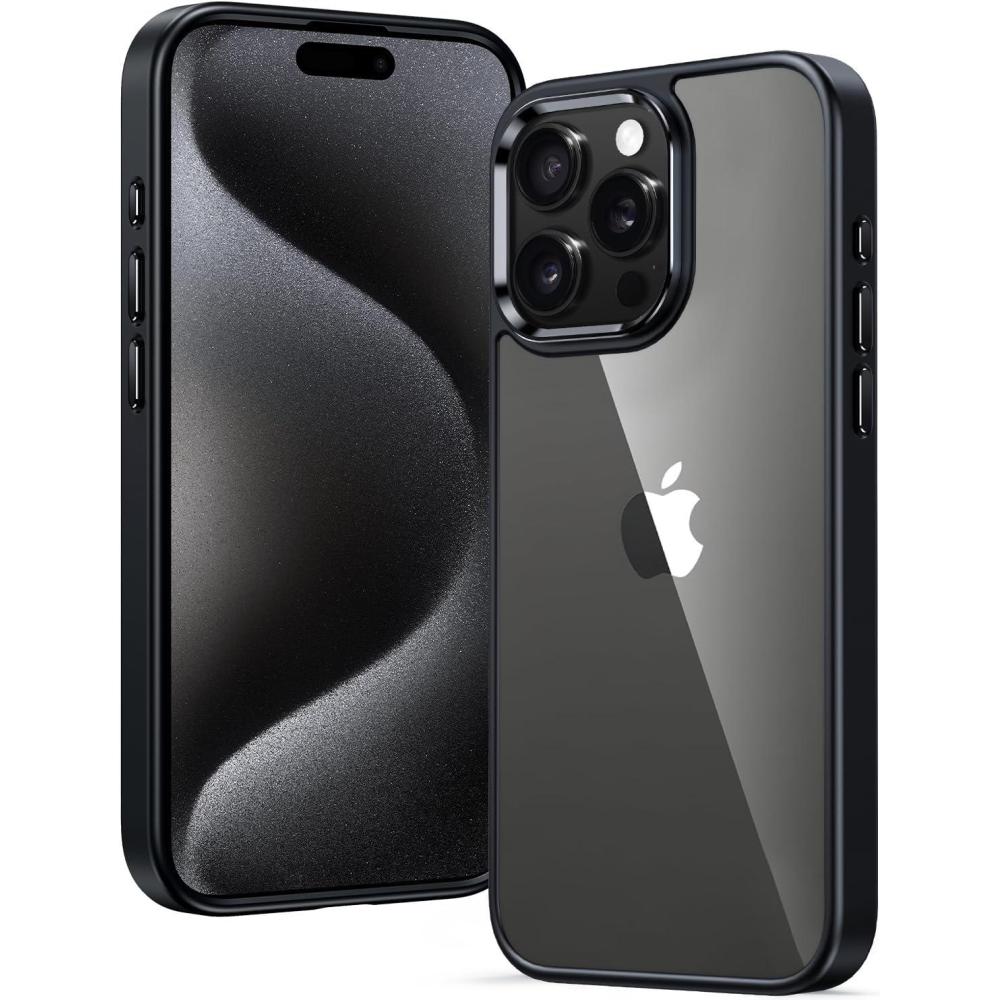 imageFNTCASE for iPhone 16 Pro Case Clear Phone Cases Compatible with Magsafe Slim Anti Yellowing Military Grade Drop Protection Rugged Shockproof Protective Transparent Cell Phone Cover BClearDBlack Transparent