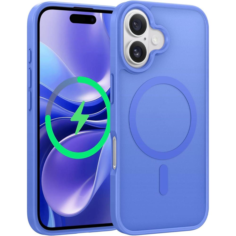 imageFNTCASE for iPhone 16e Phone Case Magnetic Matte Textured Silicone Shockproof Military Grade Drop Protection Cell Phone Cover  Compatible with Magsafe  Slim Rugged AntiSlip Protective BumperUltramarine