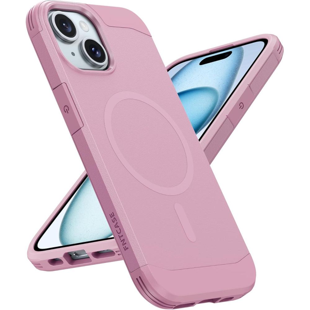 imageFNTCASE for iPhone 16e Phone Case Magnetic Matte Textured Silicone Shockproof Military Grade Drop Protection Cell Phone Cover  Compatible with Magsafe  Slim Rugged AntiSlip Protective BumperMatte Pink