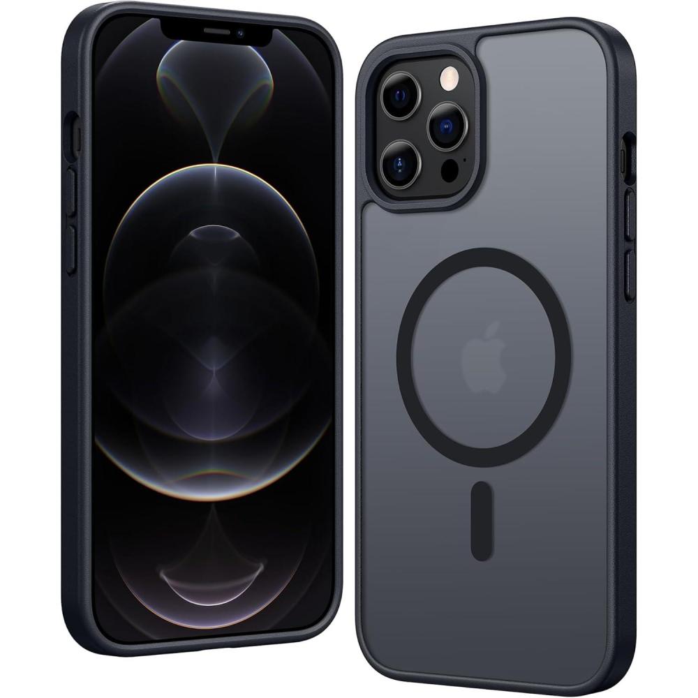 imageFNTCASE for iPhone 17 Pro Case Compatible with Magsafe Clear Transparent Magnetic Shockproof Protective Rugged Phone Cover with Screen Protector 63 inch AClearCBlack