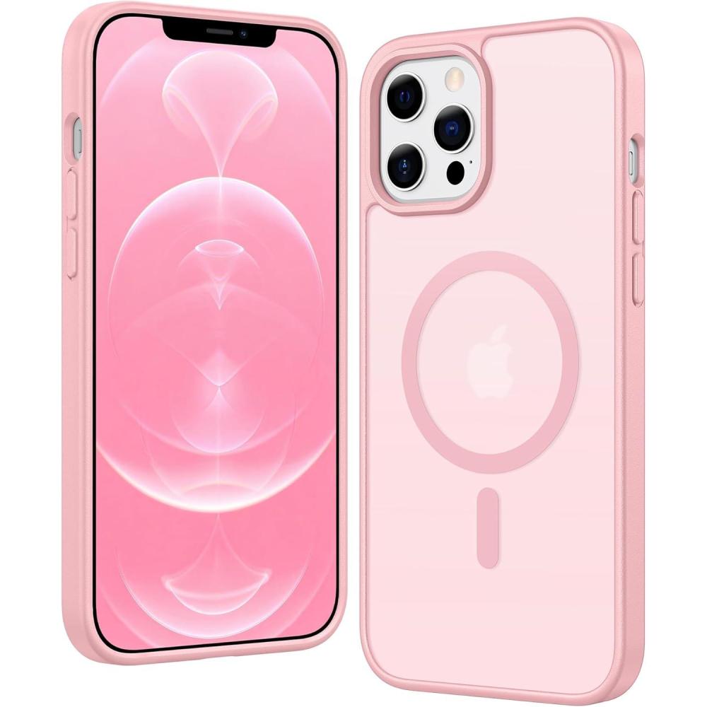 imageFNTCASE for iPhone 17 Pro Case Compatible with Magsafe Clear Transparent Magnetic Shockproof Protective Rugged Phone Cover with Screen Protector 63 inch AClearCPink
