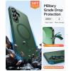 FNTCASE for Galaxy A16 5G Phone Case: Magnetic Matte Translucent Military Grade Drop Protection Cell Phone Cover – Slim Rugged Durable Shockproof Protective for Samsung A16 Cases – Black(Green)