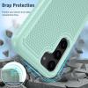 FNTCASE for Samsung Galaxy S24 Case: Dual Layer Heavy Duty Cell Phone Protective Cover Shockproof Rugged with Non-Slip Textured – Military Drop Protection Bumper Tough – 2024, 6.2inch Black(Mint Green)