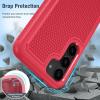 FNTCASE for Samsung Galaxy S24 Case: Dual Layer Heavy Duty Cell Phone Protective Cover Shockproof Rugged with Non-Slip Textured – Military Drop Protection Bumper Tough – 2024, 6.2inch Black(Red)