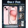 FNTCASE for iPhone 15-Plus Phone Case: for iPhone 14 Plus Case Magnetic Clear Military Shockproof Anti Yellowing Slim Phone Cover, Protective Rugged Case- 6.7 Inch, Hot Pink