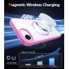 FNTCASE for iPhone 16e Case Clear: Magnetic Phone Cases with Screen Protector Drop Proof Compatible with Magsafe Slim Anti Yellowing Rugged Shockproof Protective Transparent Cell Cover (B-Pink)
